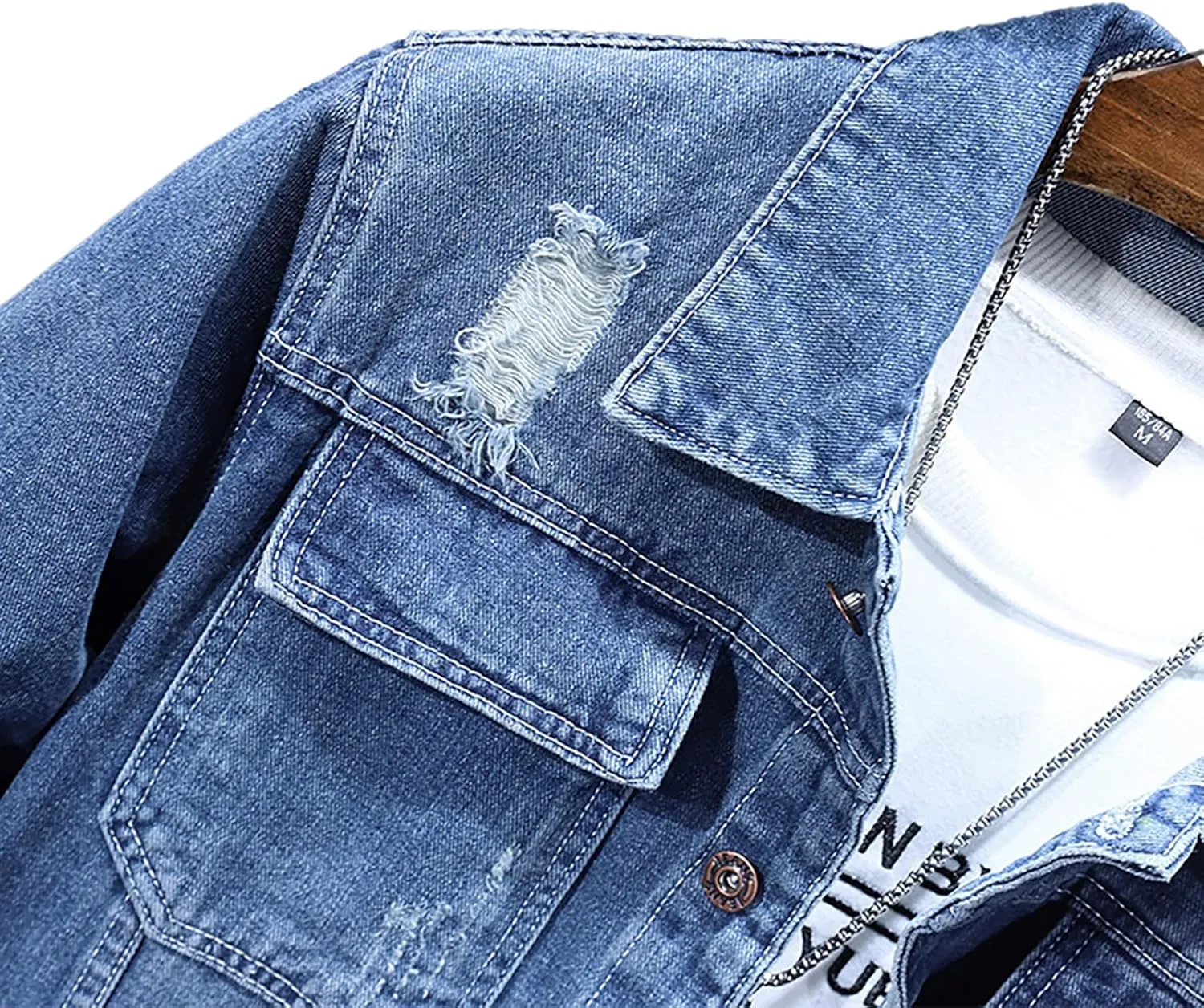 Denim Jacket For Men Classic Fit Long Sleeve Jean Jacket Casual Button Down Denim Jackets Fashion Motorcycle Coats