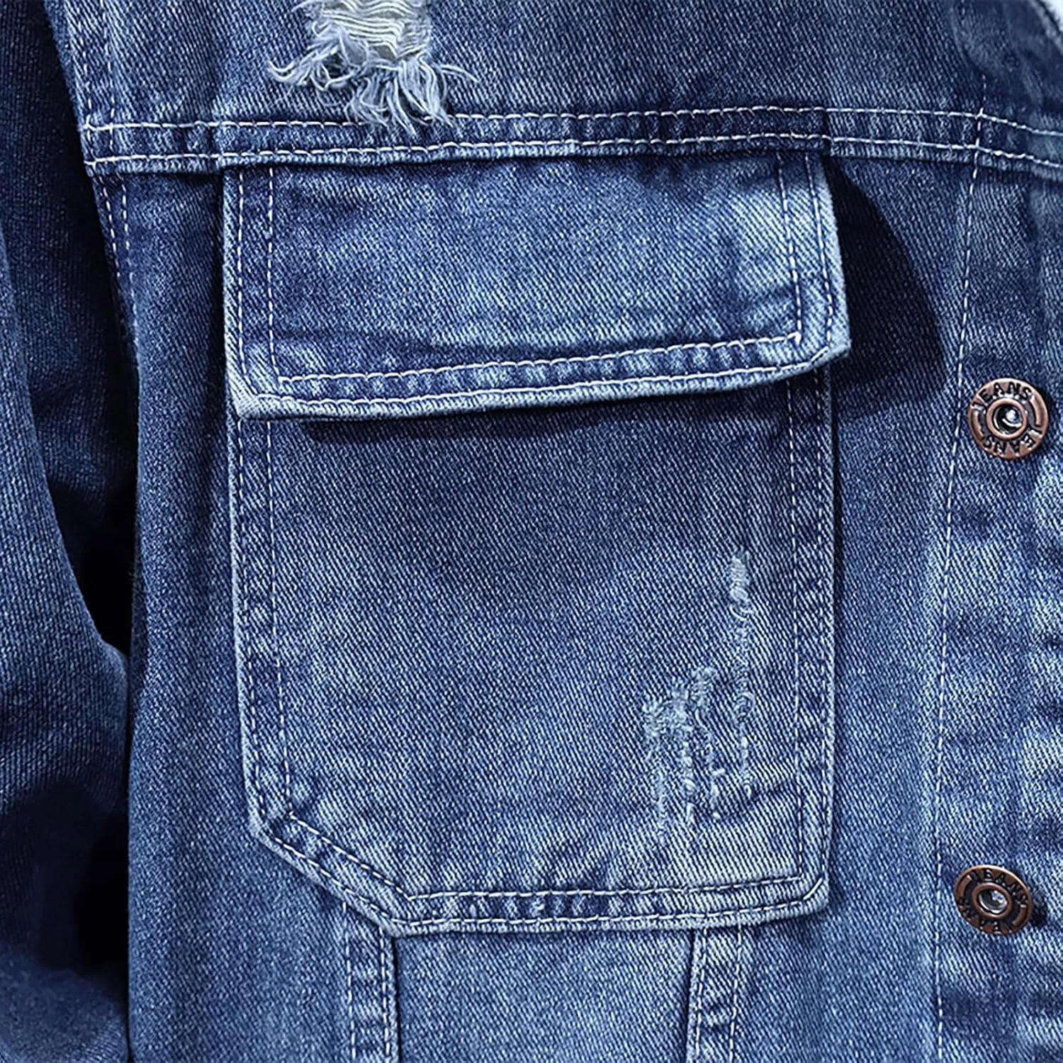 Denim Jacket For Men Classic Fit Long Sleeve Jean Jacket Casual Button Down Denim Jackets Fashion Motorcycle Coats