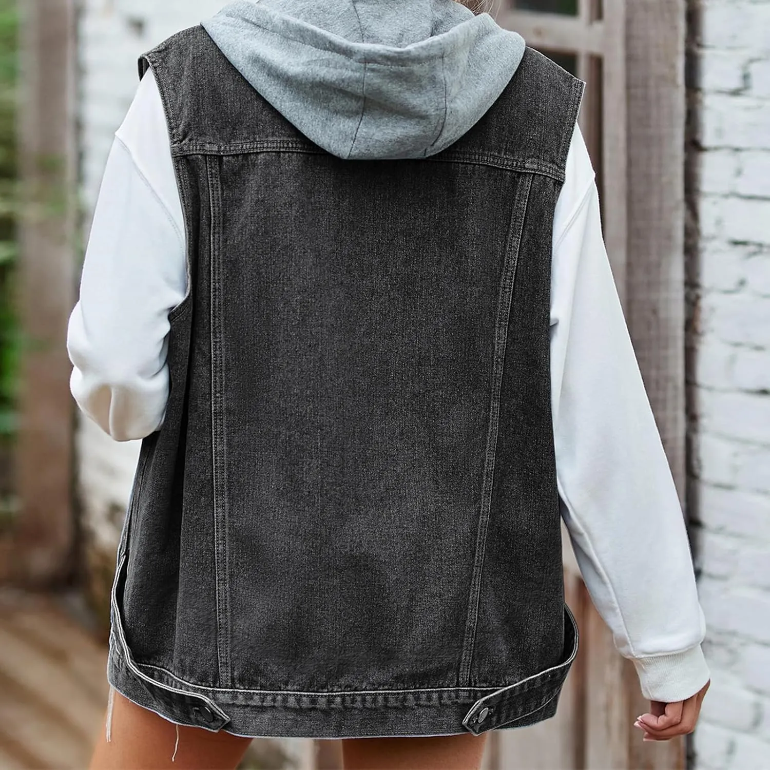 Denim Vest Top for Women Oversized Jean Jacket Button Down Pluse Size Denim Waistcoat Gilet Y2k Outfits with Pockets