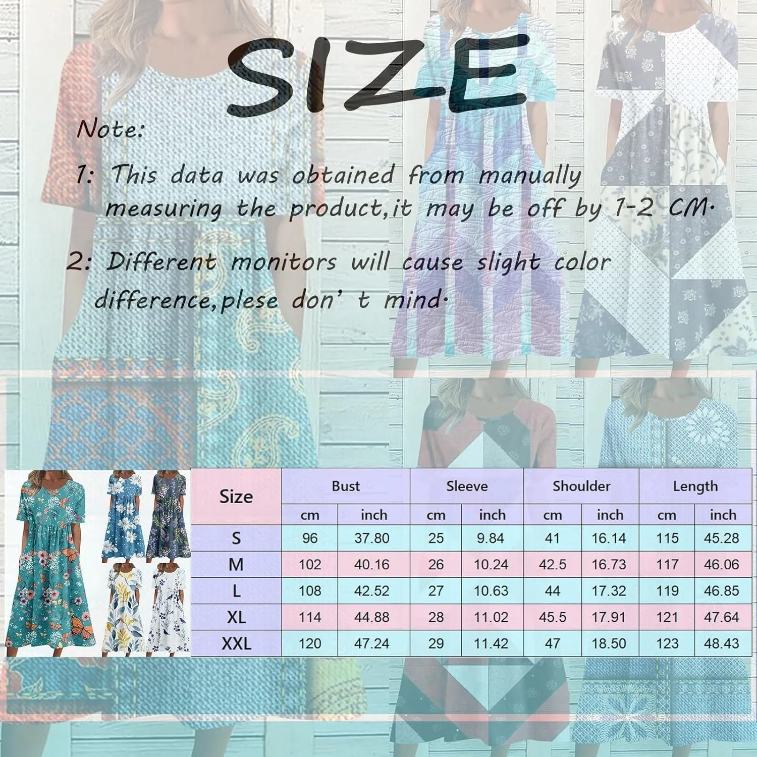 Dresses for Women 2024 Casual Loose Crewneck Short Sleeve Maxi Dress Gradient Ruched Empire Waist Summer Dresses