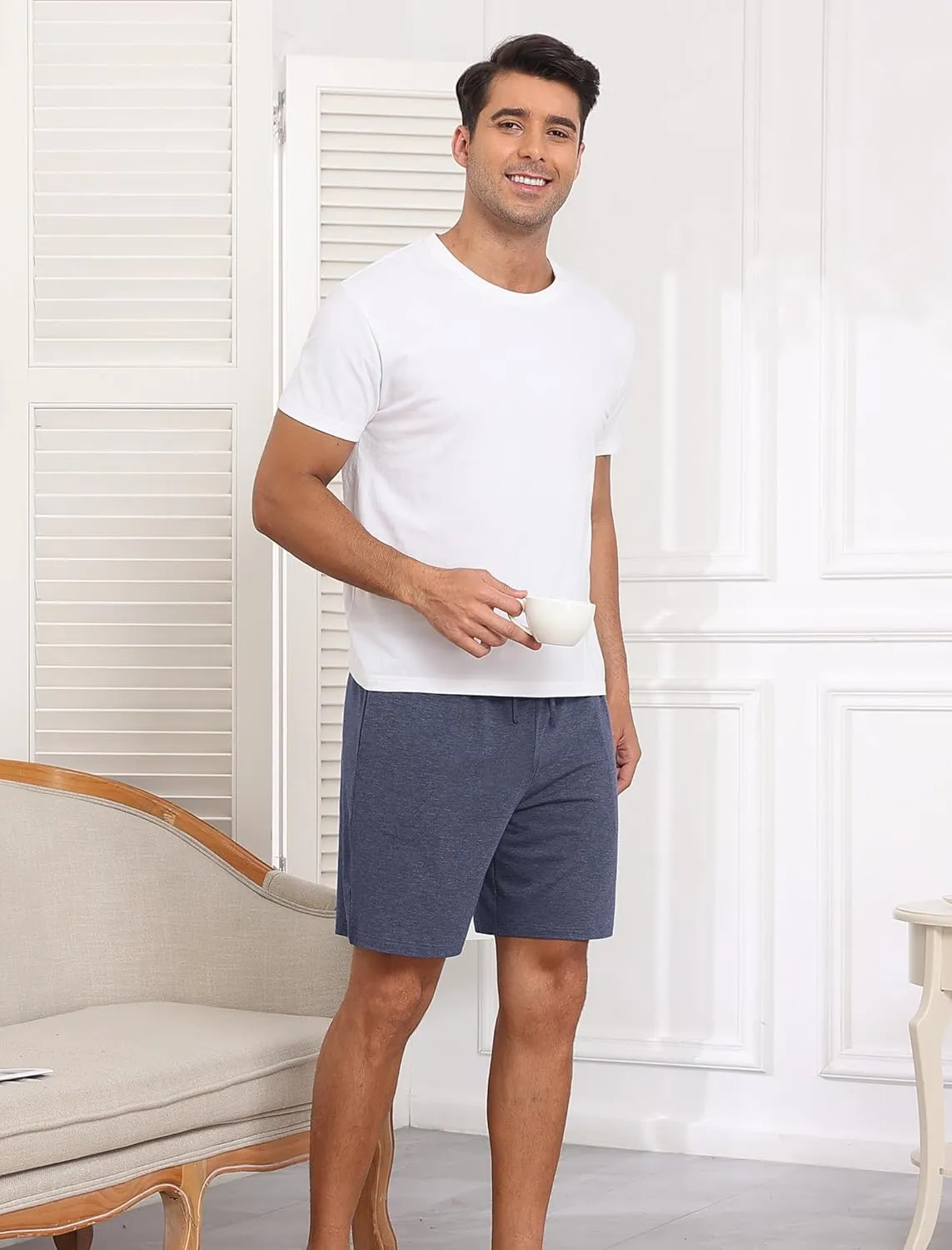 Ekouaer Men's Pajama Shorts Pj Bottoms Drawstring Casual Shorts with Pockets