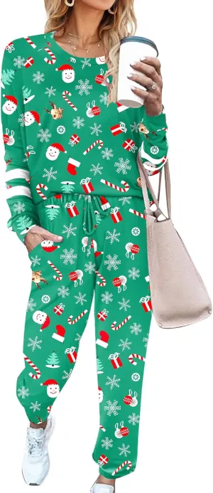 Ekouaer Sweatsuits Womens Loungewear Set Tracksuit Long Sleeve Pajamas Set with Pockets 2 Piece Outfits Lounge Sets