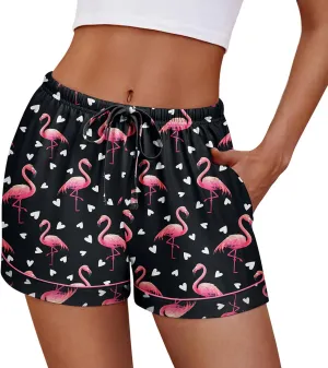Ekouaer Womens Pajama Shorts Casual Summer Sleep Shorts Cute Printed Lounge Pj Bottoms with Drawstring & Pockets