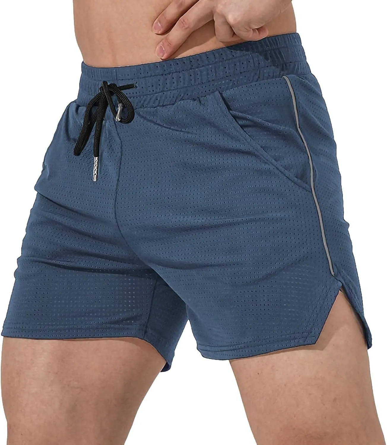 Elastic Waist Summer Shorts for Men Relaxed Fitted Running Shorts with Slit Beach Vacation Lounge Wear with Pockets
