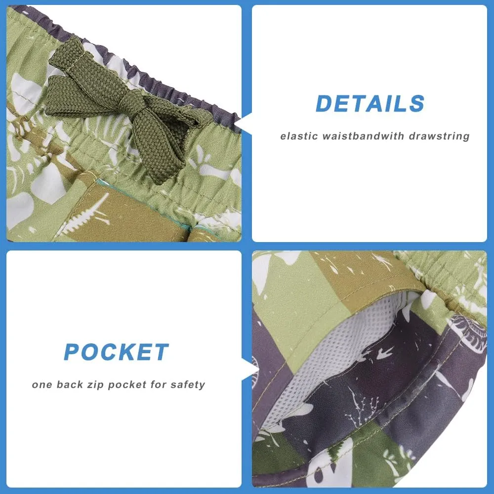 ESTAMICO Boys' Quick Dry Beach Swim Trunk Printed Board Shorts with Pockets