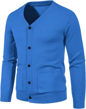 evzosrz Mens Cardigan Sweaters Button Down Warm V Neck Slim Fit Lightweight Long Sleeve Solid Sweater Knit Pullover Overcoat
