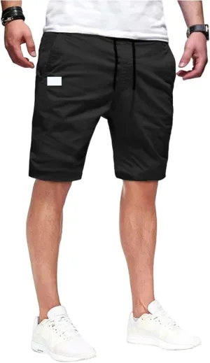 evzosrz Mens Casual Shorts Drawstring Elastic Waist Drawstring Summer Beach Stretch Twill Chino Short Pants with Pockets