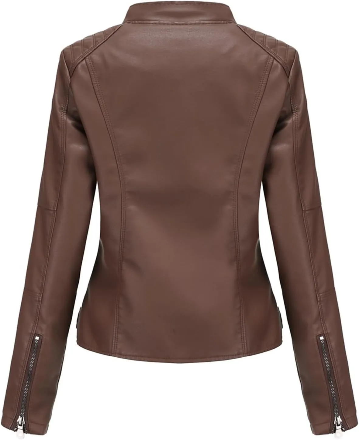 Faux Leather Jackets For Women Motorcycle PU Moto Biker Outwear CoatZip Leather Jackets For Women