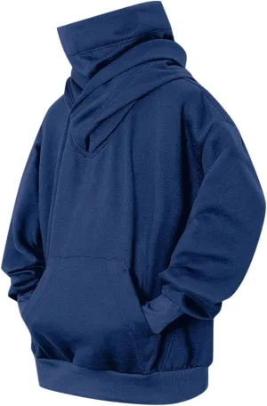 Fleece Hoodies for Men, Cowl Neck Sweatshirts Casual Long Sleeve Pullover Fall Winter Warm Loose Fit Solid Tops