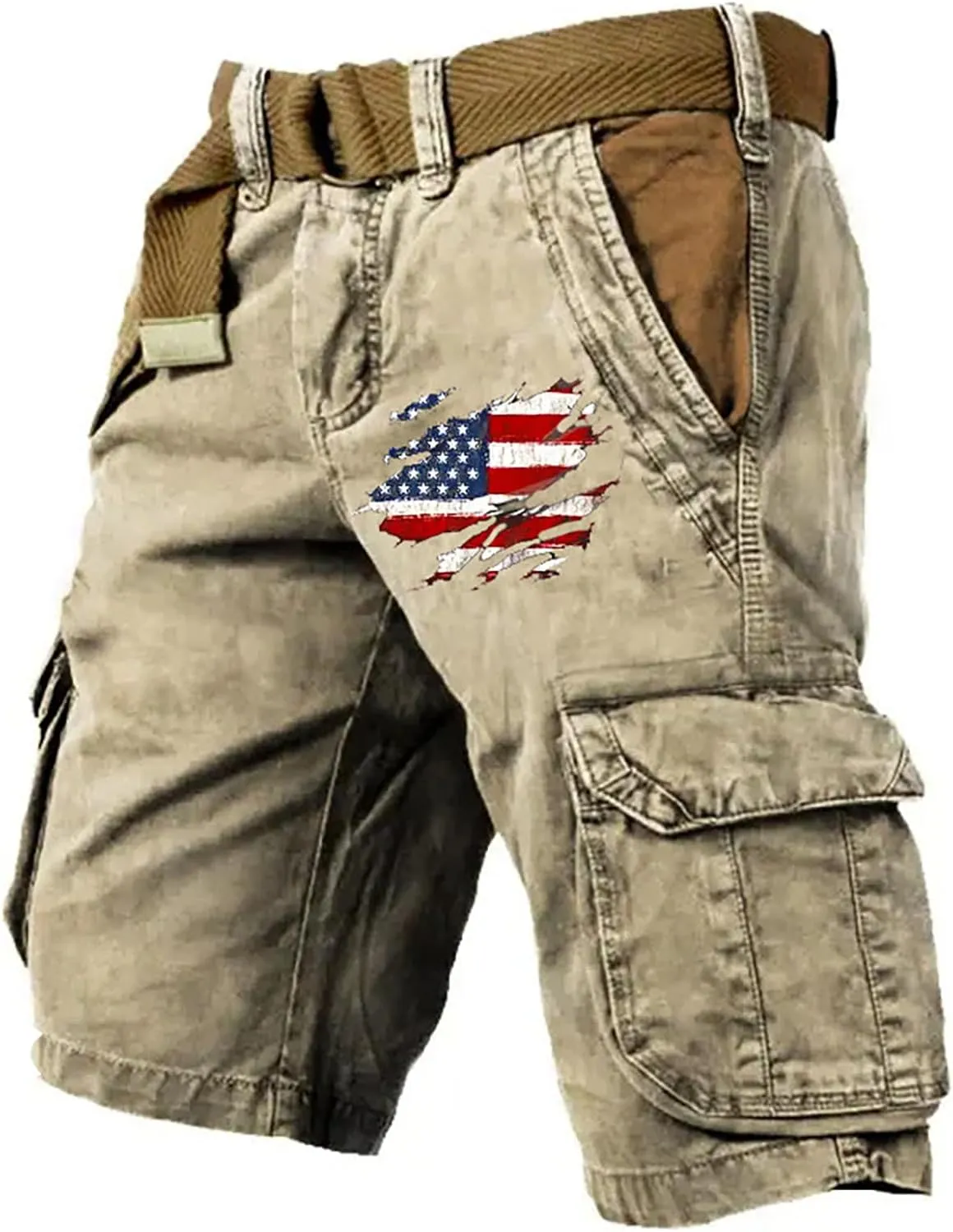FONMA Cargo Shorts for Men 2025 Casual Outdoor Tactical Shorts SolidPatriotic Printed Distressed Washed Military Pants