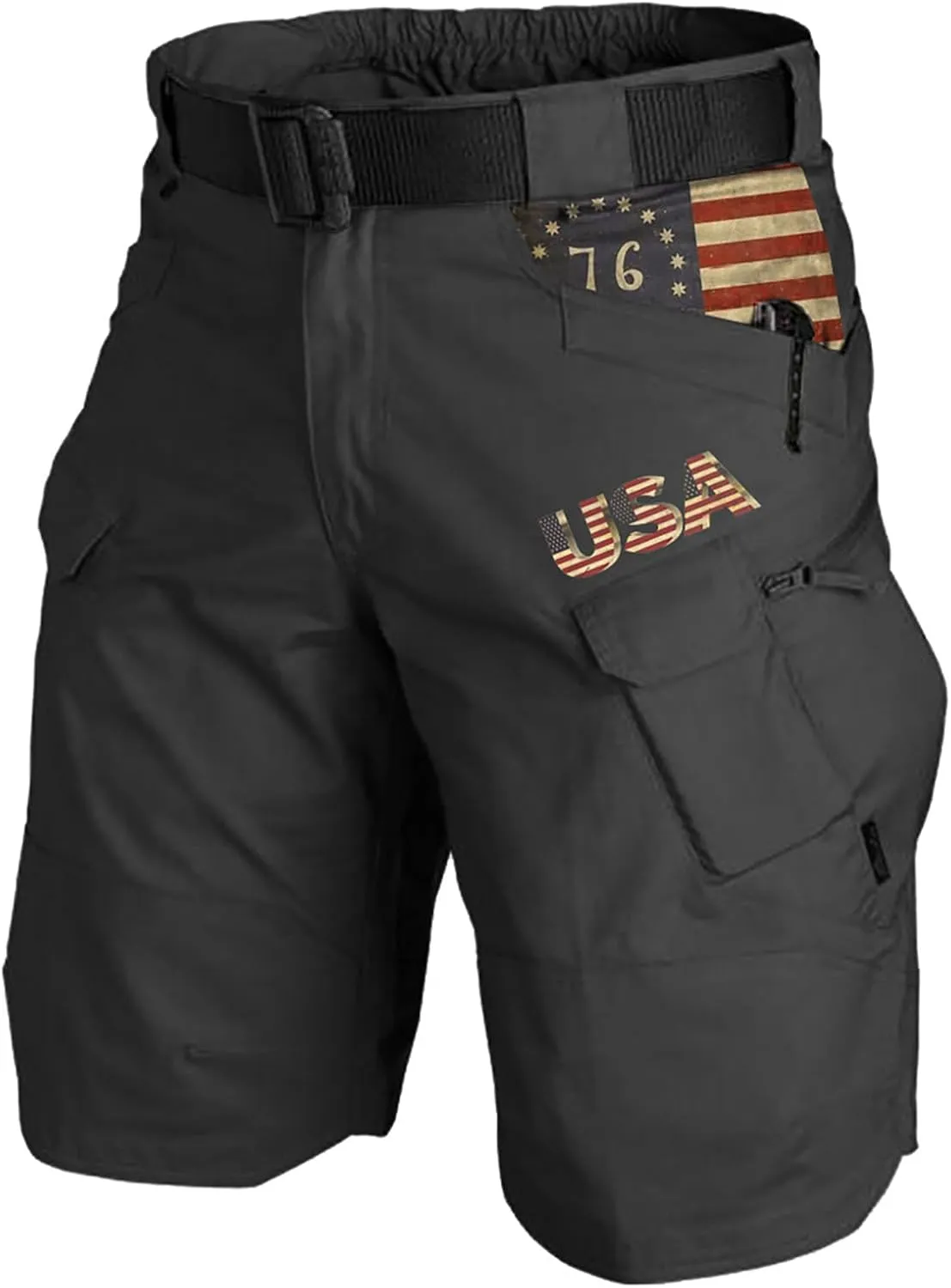 FONMA Mens Cargo Shorts 2025 Summer Outdoor Tactical Shorts Solid/Patriotic Printed Military Pants with Multi Pockets