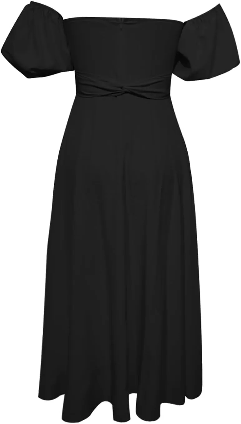 Formal Dresses for Women 2025 Summer Cotton Lantern Sleeves Dresses Swing Off Shoulder Dress Trendy Party Sundress