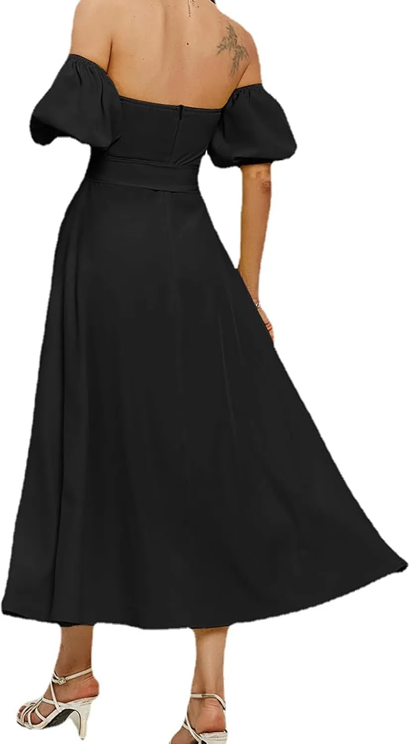 Formal Dresses for Women 2025 Summer Cotton Lantern Sleeves Dresses Swing Off Shoulder Dress Trendy Party Sundress