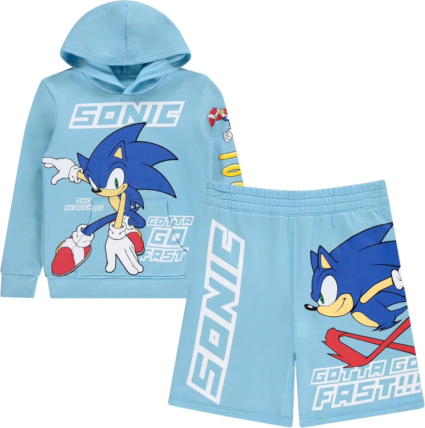 FREEZE Boys Sonic The Hedgehog Hoodie and Shorts 2-Piece Set - Sonic Shorts and Hoodie Clothing Set