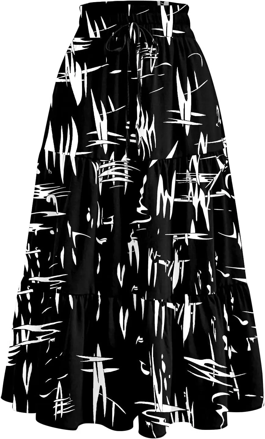 Full Summer Trendy Skirts Women Partys Flowy Expandable Waist Cosy Baggy Floral
