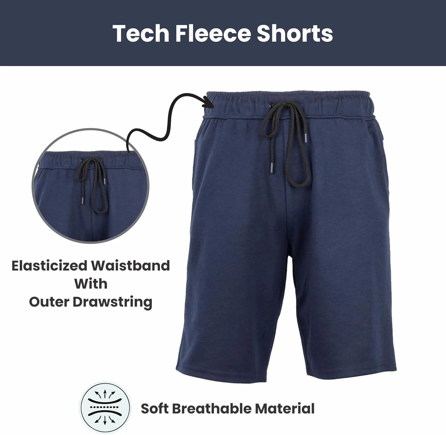 Galaxy by Harvic Men's Athletic French Terry Shorts, Casual Active Shorts with Multi Pockets (Size S-2XL)