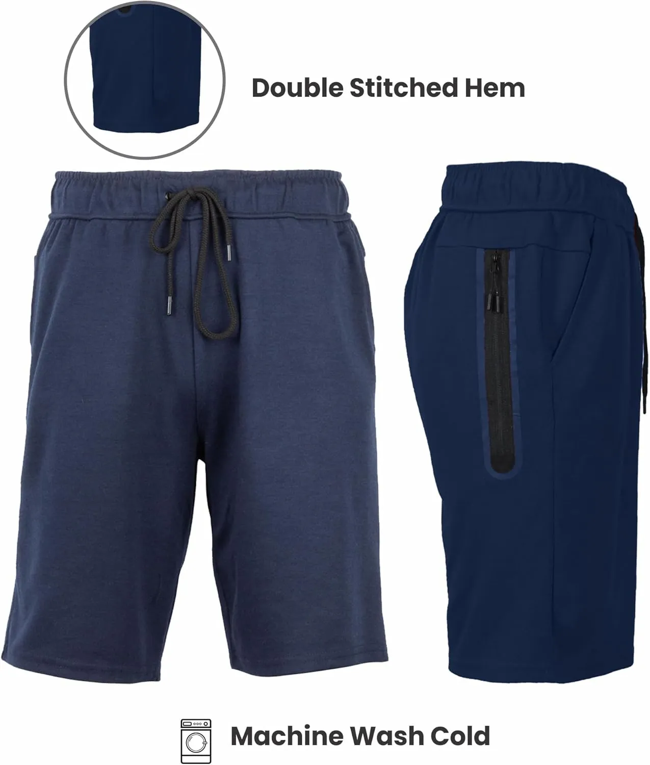 Galaxy by Harvic Men's Athletic French Terry Shorts, Casual Active Shorts with Multi Pockets (Size S-2XL)