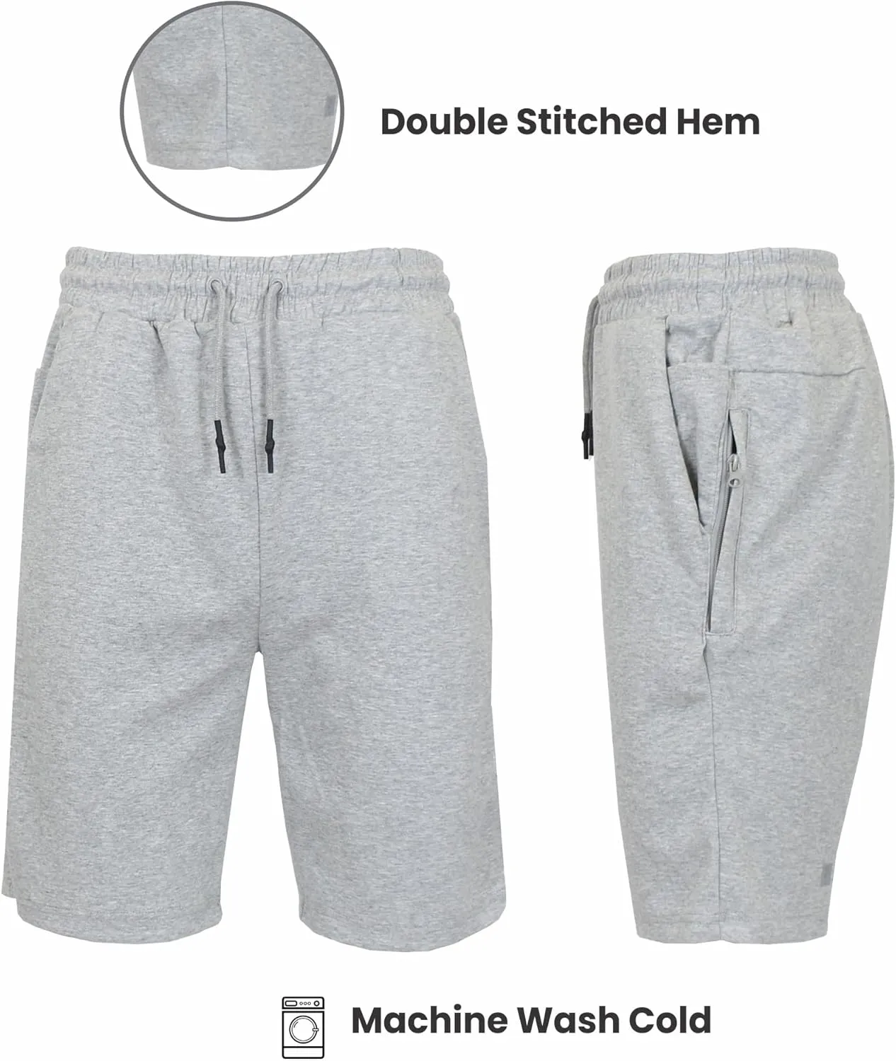 Galaxy by Harvic Men's Athletic French Terry Shorts, Casual Active Shorts with Multi Pockets (Size S-2XL)