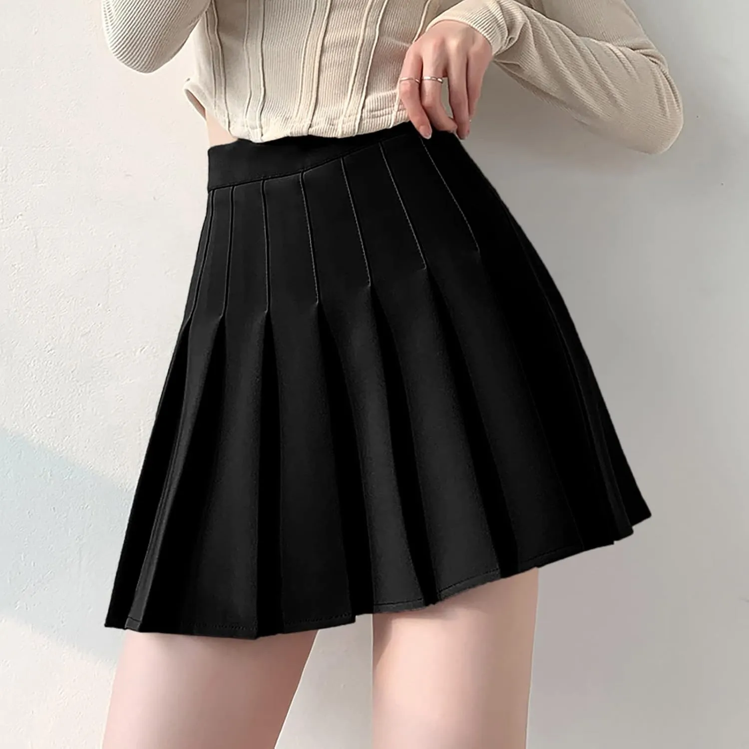 Girls Women High Waisted Plain Pleated Skirt Skater Tennis School Uniforms A-line Mini Skirt for Midi Skirts for
