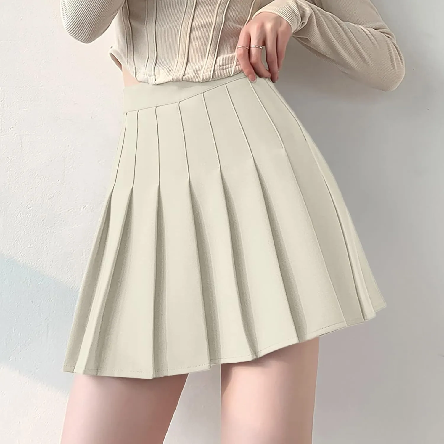 Girls Women High Waisted Plain Pleated Skirt Skater Tennis School Uniforms A-line Mini Skirt for Midi Skirts for