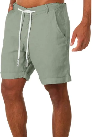 GOKKILRW Mens Shorts Linen Shorts Summer Hippie Beach Shorts Casual Drawstring Lightweight White Shorts with Pockets 2024