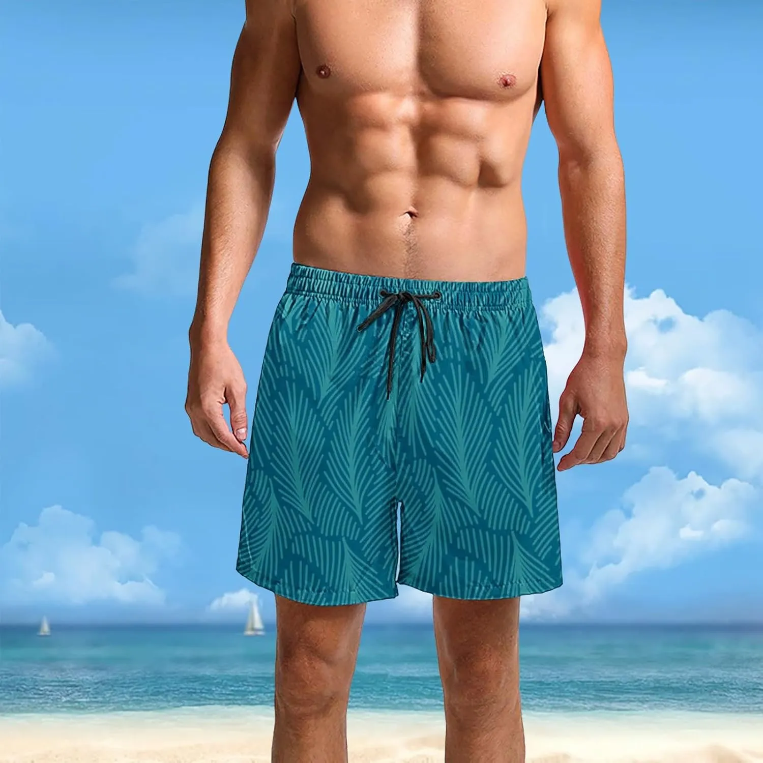 Hawaii Shorts for Men Fashion Printed Elastic Waist Drawstring Lounge Pant Loose Fit Lightweight Beach Surfing Shorts