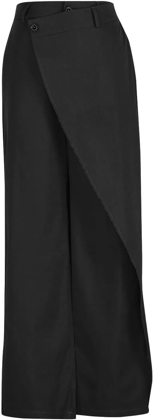 HGps8w Asymmetrical Dress Pants for Women High Waisted Chic Irregular Tailored Design Business Casual Long Work Trousers
