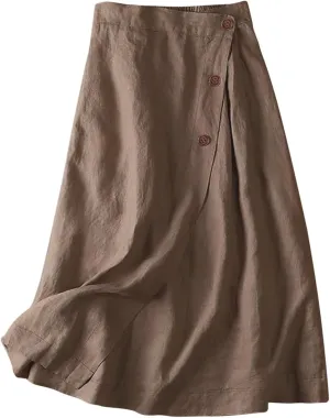 High Waisted Skirts for Women, Y2K Skirt for Summer Lightweight Button A-Line Long Skirts Teens Vacation Clothes