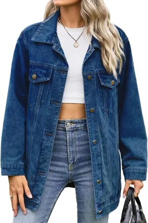 Hoodies Denim Jacket For Women Oversized Casual Fashion Classic Classic Denim Jacket Vintage Distressed Hood Coat
