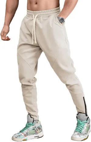 Hotfiary Men's Fleece Jogger Pants Zip Bottom Tapered Sweatpants Athletic Workout Gym Track Pants with Drawstring Loose Fit