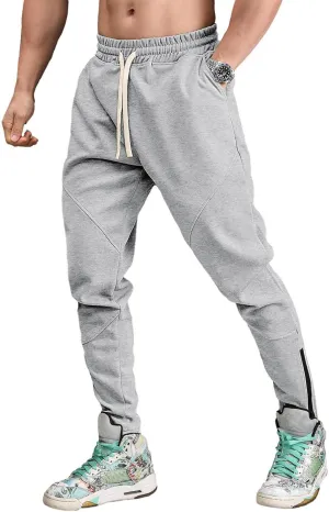 Hotfiary Men's Fleece Jogger Pants Zip Bottom Tapered Sweatpants Athletic Workout Gym Track Pants with Drawstring Loose Fit