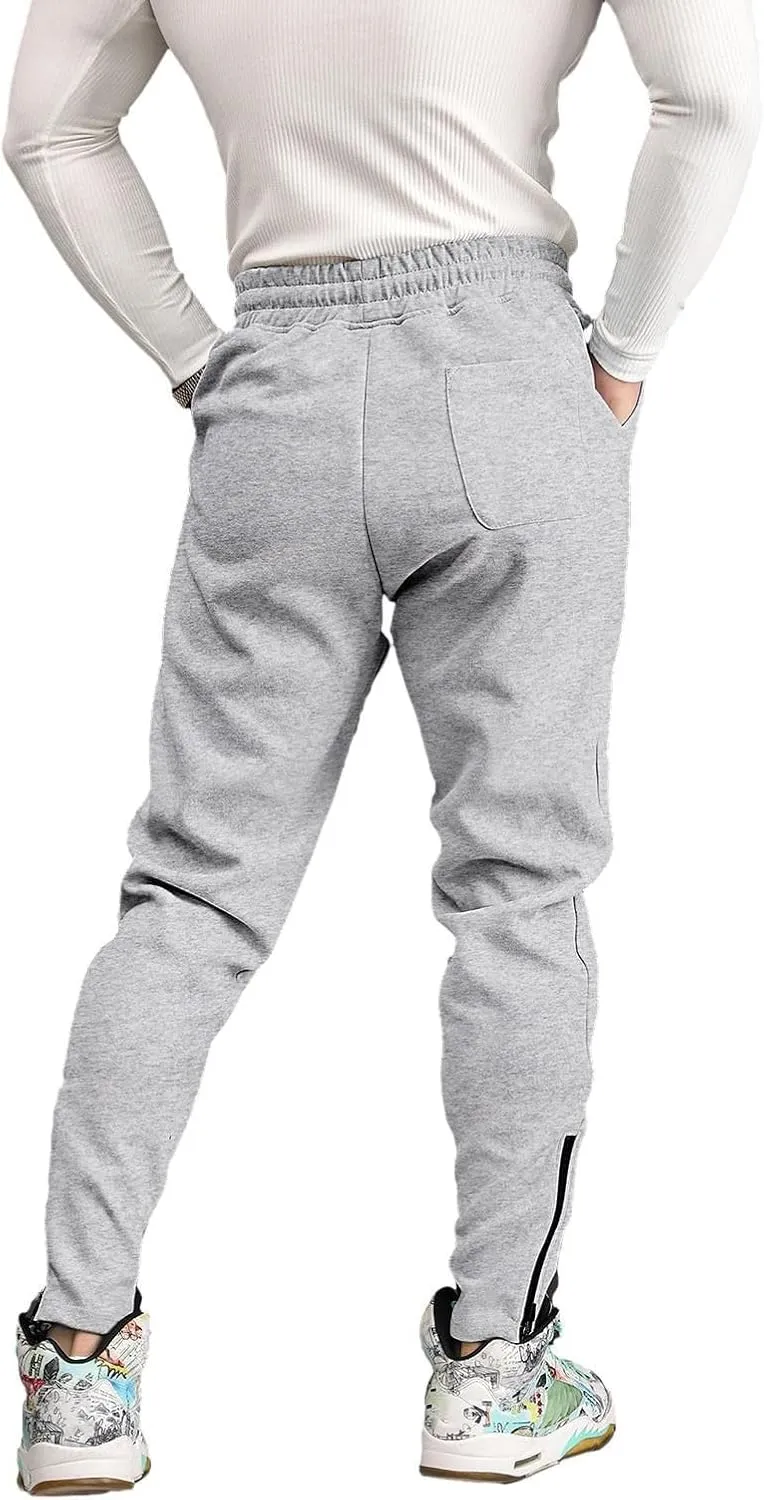 Hotfiary Men's Fleece Jogger Pants Zip Bottom Tapered Sweatpants Athletic Workout Gym Track Pants with Drawstring Loose Fit