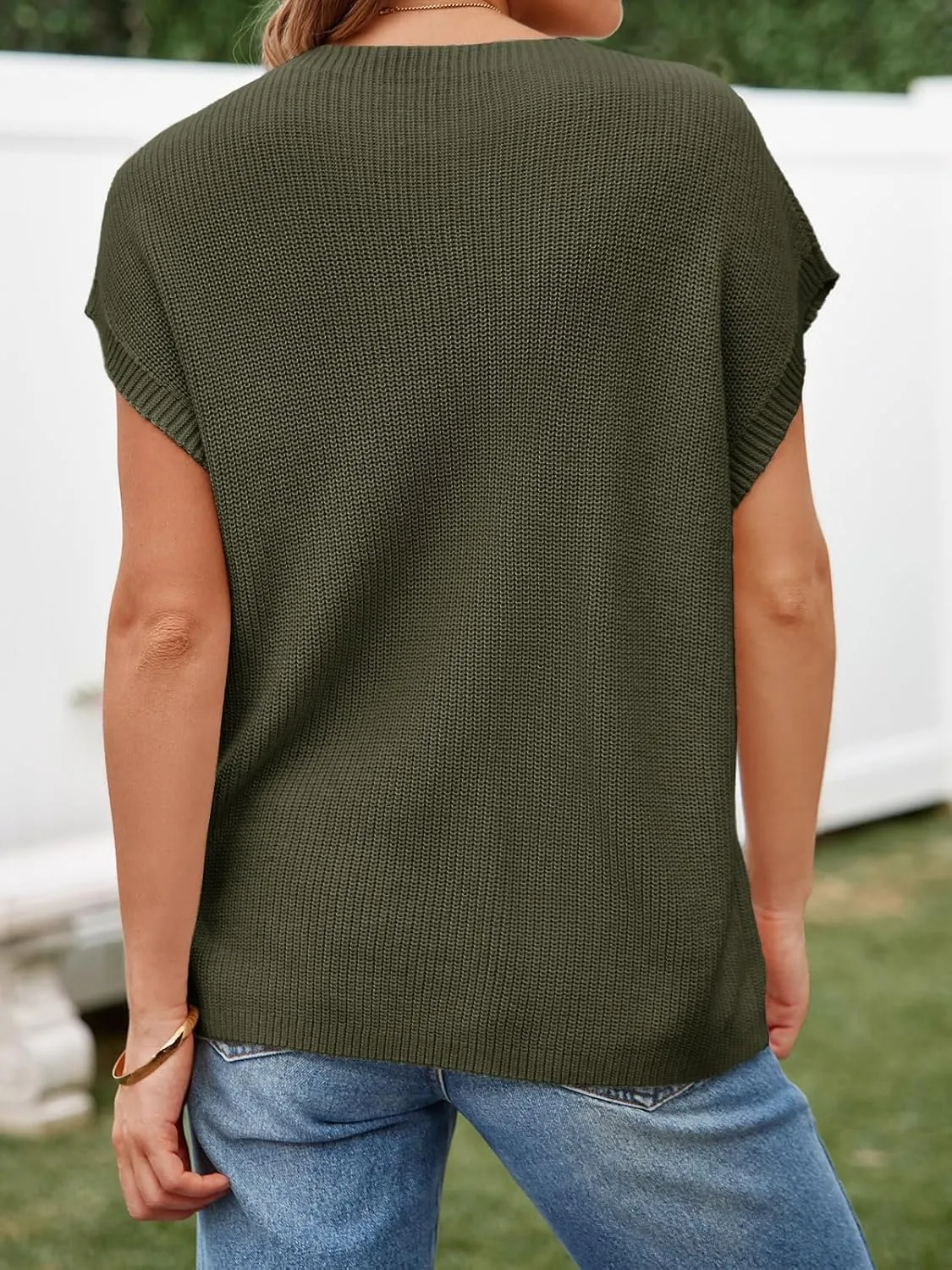 Imily Bela Summer Short Sleeve Sweater for Women 2025 Crew Neck Ribbed Knit Vests Trendy Pullover Tops