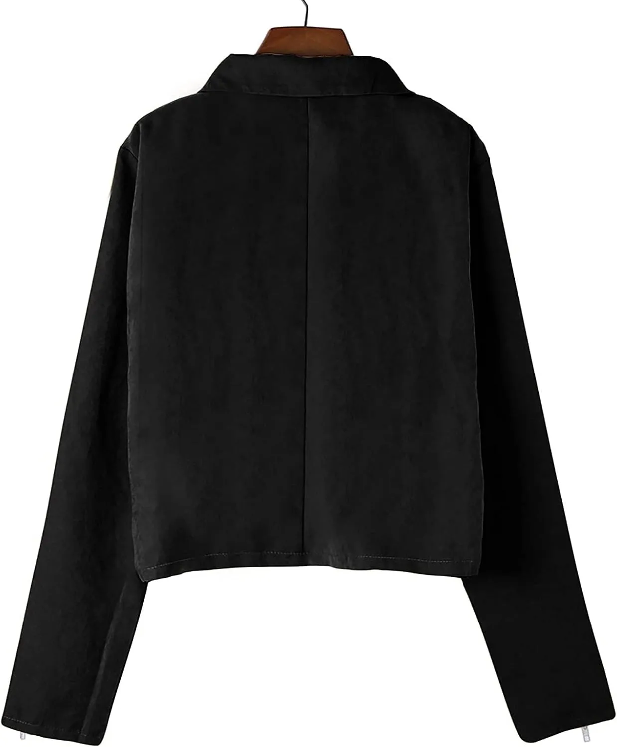 Jackets for Women Trendy Faux Suede Moto Jacket Open Front Cardigan Leather Motorcycle Jacket Lapel Collar Coat Women