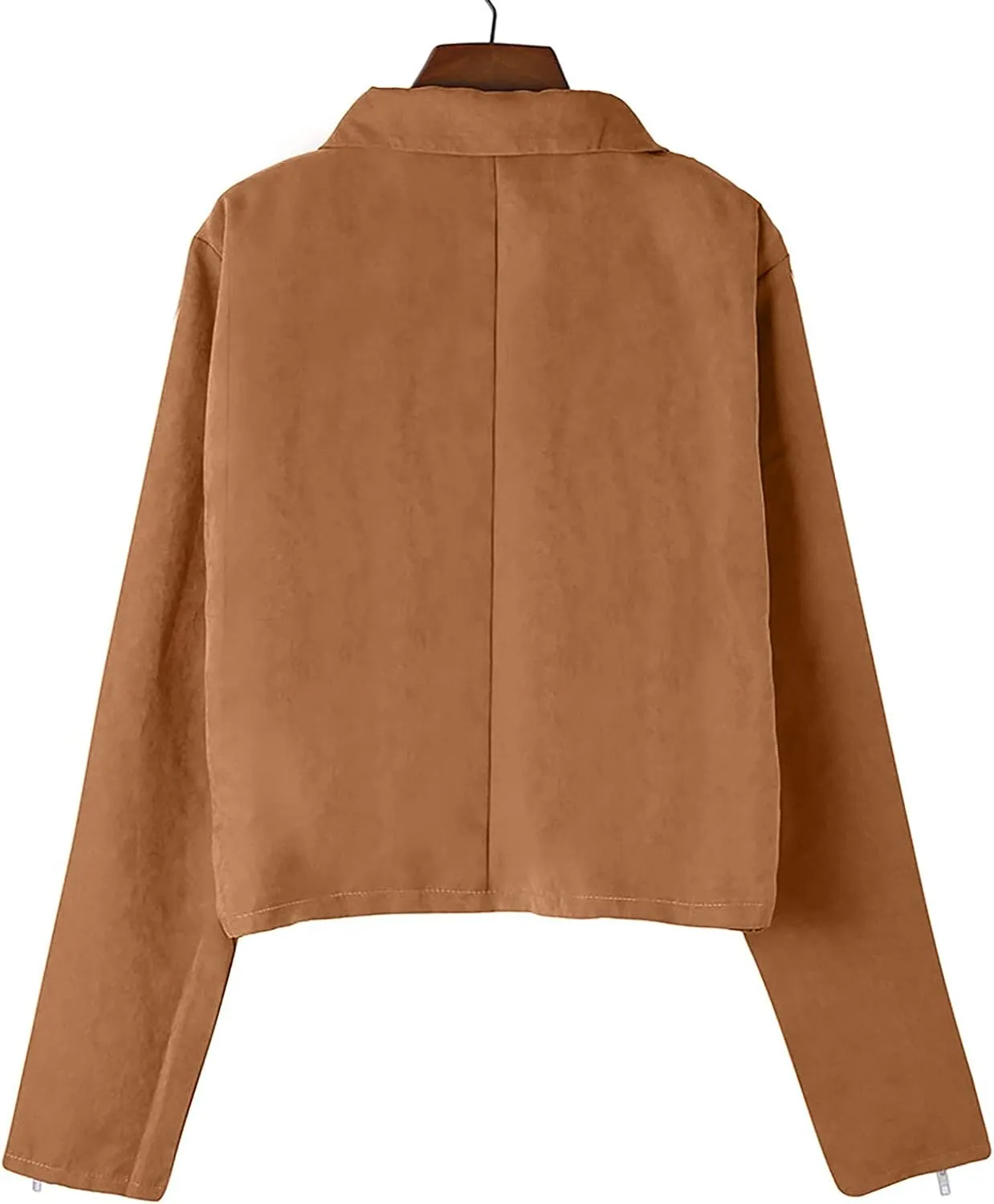 Jackets for Women Trendy Faux Suede Moto Jacket Open Front Cardigan Leather Motorcycle Jacket Lapel Collar Coat Women