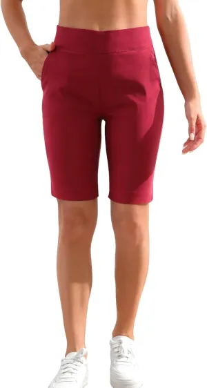 JAMfit Women's Pull-On Bermuda Shorts Stretch High Waist 10" Inseam Dressy Summer Casual Athletic Shorts with Pockets