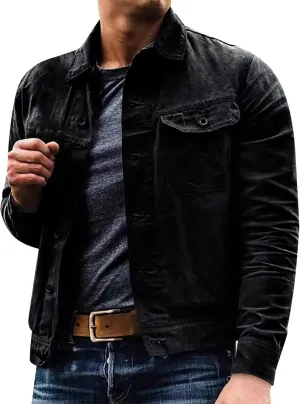 Jean Jacket for Men Denim Jacket Ripped Slim Jean Jacket Coat for Men Cowboy Western Denim Jacket Classic Denim Jackets