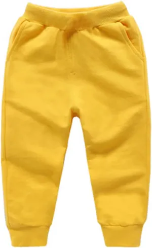 Kids Boys Girls Cotton Joggers Baggy Sweatpants Wide Leg Elastic Waist Trousers Solid Color Loose Pants with Pockets