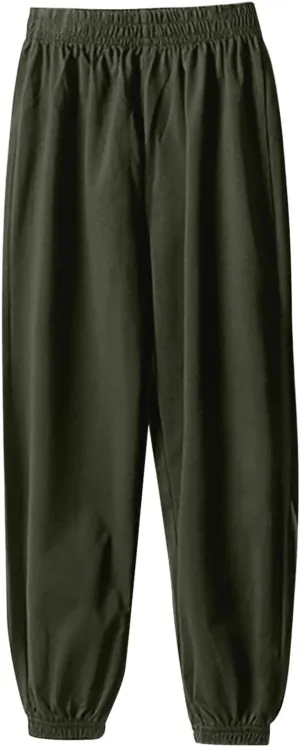 Kids Jogger Sweatpants Boys Girls High Waist Elastic Casual Solid Athletic Workout Pants Y2K Preppy Baggy Trousers