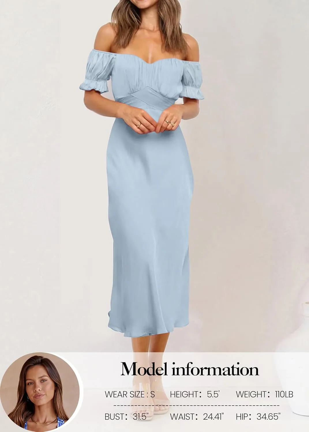 KIRUNDO Women's 2025 Summer Satin Midi Dress Off The Shoulder Wrap Ruched Wedding Guest Party Cocktail Formal Prom Dresses
