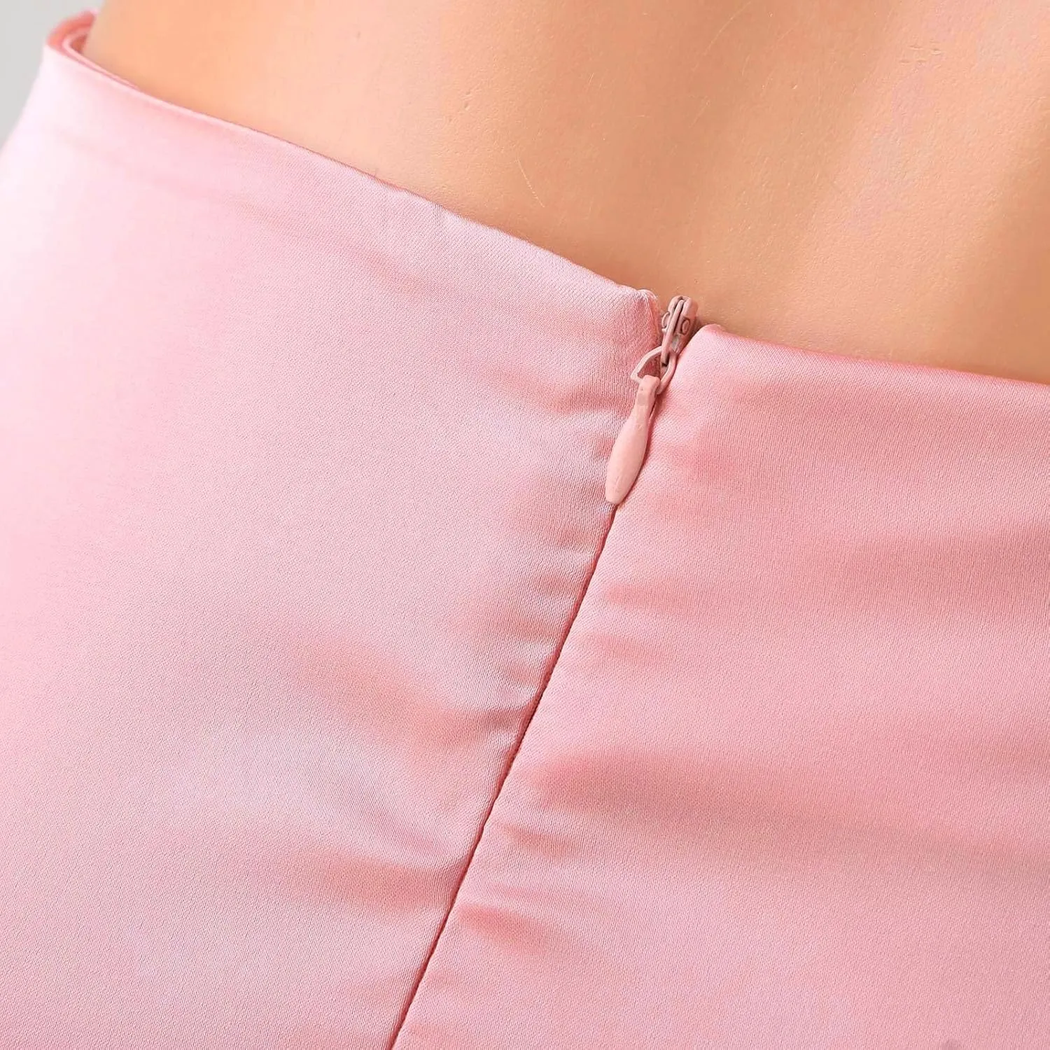 Knee Length Skirts for Women High Elastic Waist Business Satin A-Line Workout Skirts for Women Back Zipper