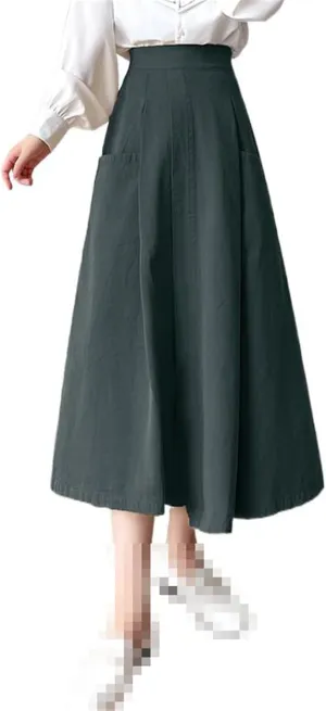 Korean-Style Loose high-Waist Cropped Wide-Leg Pants for Women,Spring,Elastic Waist Skirt-Pants
