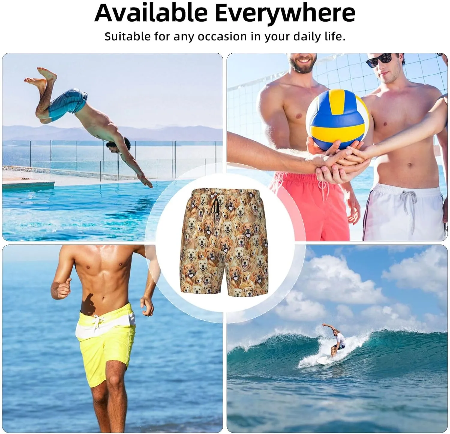 Labrador Retriever Dogs Print Mens Swim Trunks Quick Dry Board Shorts Mesh Lining, Breathable Beach Surf Shorts