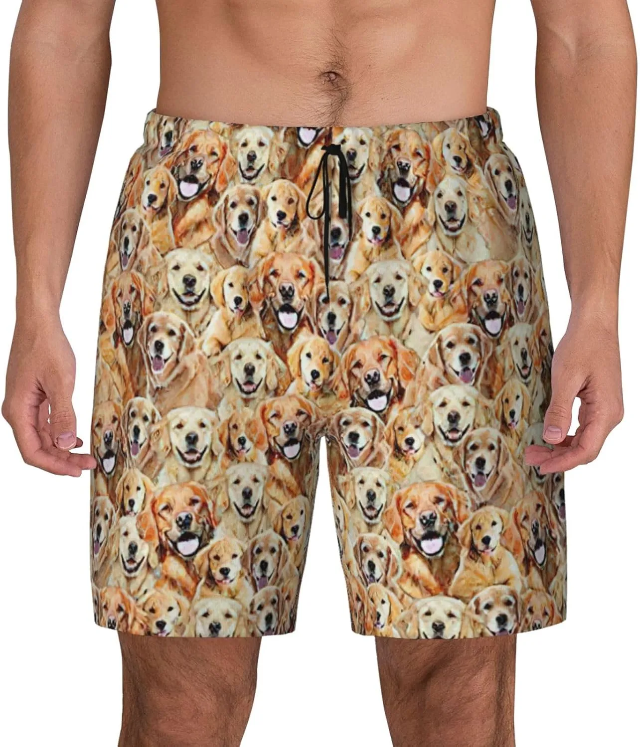Labrador Retriever Dogs Print Mens Swim Trunks Quick Dry Board Shorts Mesh Lining, Breathable Beach Surf Shorts