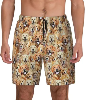 Labrador Retriever Dogs Print Mens Swim Trunks Quick Dry Board Shorts Mesh Lining, Breathable Beach Surf Shorts
