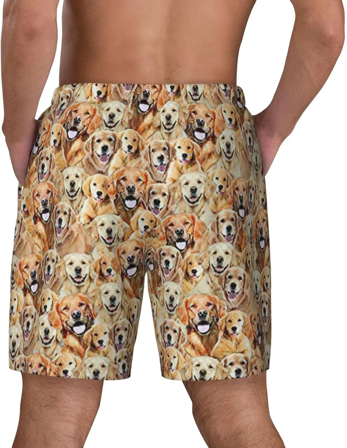 Labrador Retriever Dogs Print Mens Swim Trunks Quick Dry Board Shorts Mesh Lining, Breathable Beach Surf Shorts