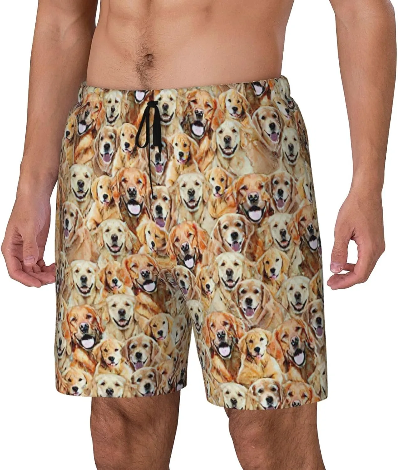 Labrador Retriever Dogs Print Mens Swim Trunks Quick Dry Board Shorts Mesh Lining, Breathable Beach Surf Shorts