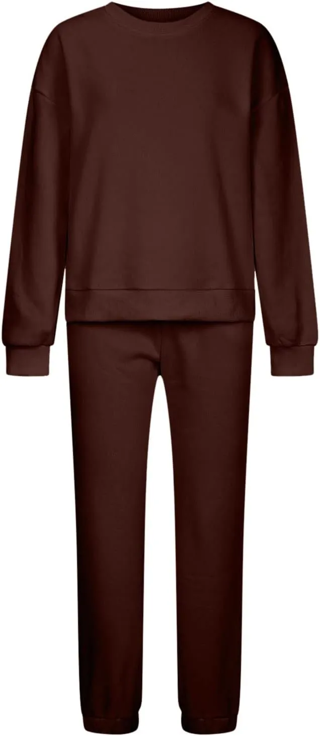 Lastesso Sweatsuits for Women Set 2 Piece Solid Loose Fit Tracksuit Soft Jogging Suits Casual Going Out Travel Clothes
