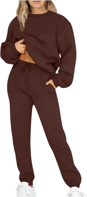 Lastesso Sweatsuits for Women Set 2 Piece Solid Loose Fit Tracksuit Soft Jogging Suits Casual Going Out Travel Clothes