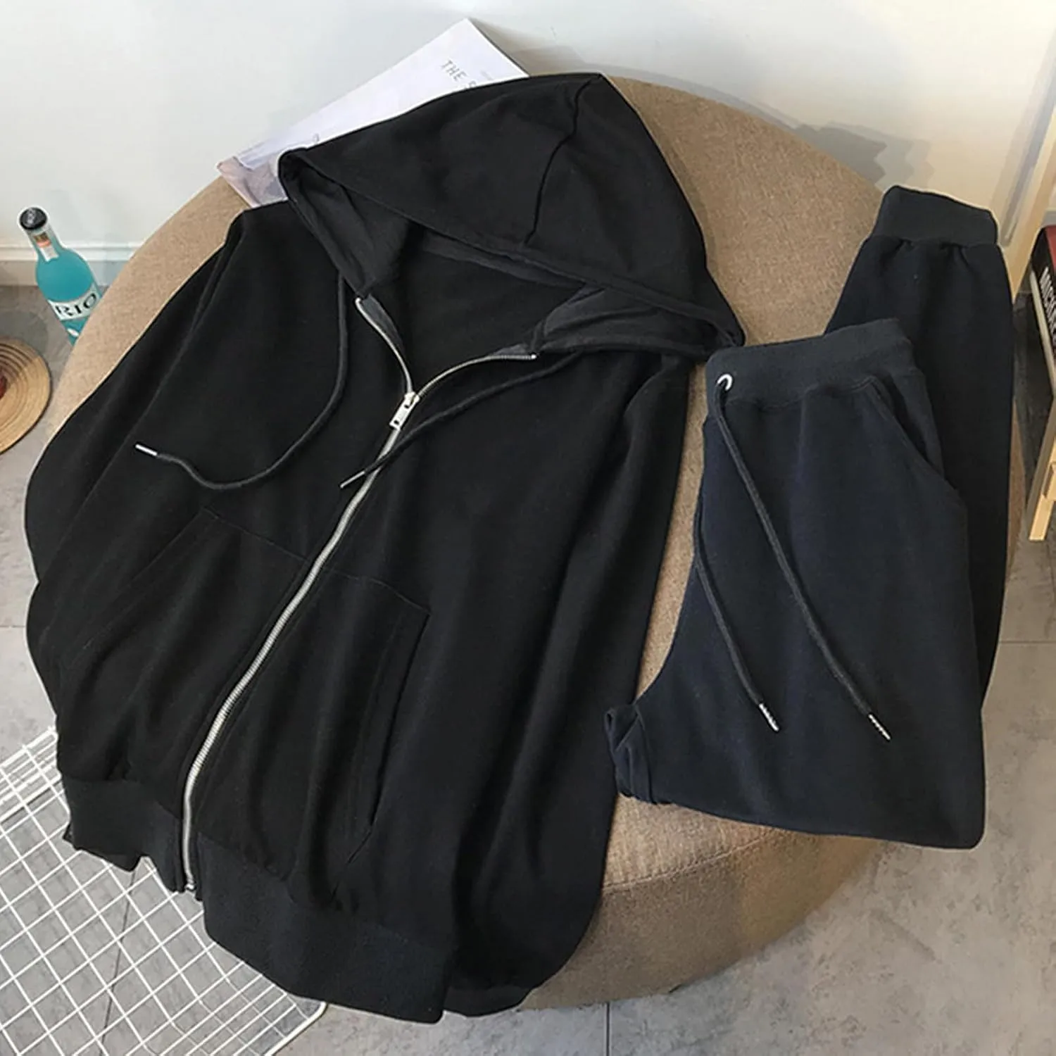 Lastesso Track Suits for Women Set Comfy Loose Sweatsuit 2 Piece Set Full Zip Up Long Sleeve Jacket Hood Sports Sweatpants